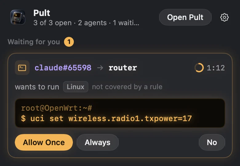 The same request in Pult's menu bar panel